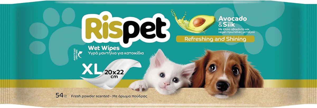 SnelShoppen - Hygienische & Schoonmaakdoekjes XL voor Honden, Katten en Huisdieren met Avocado en Zijde, 54 Wipes voor Dagelijks Gebruik, Natuurlijke