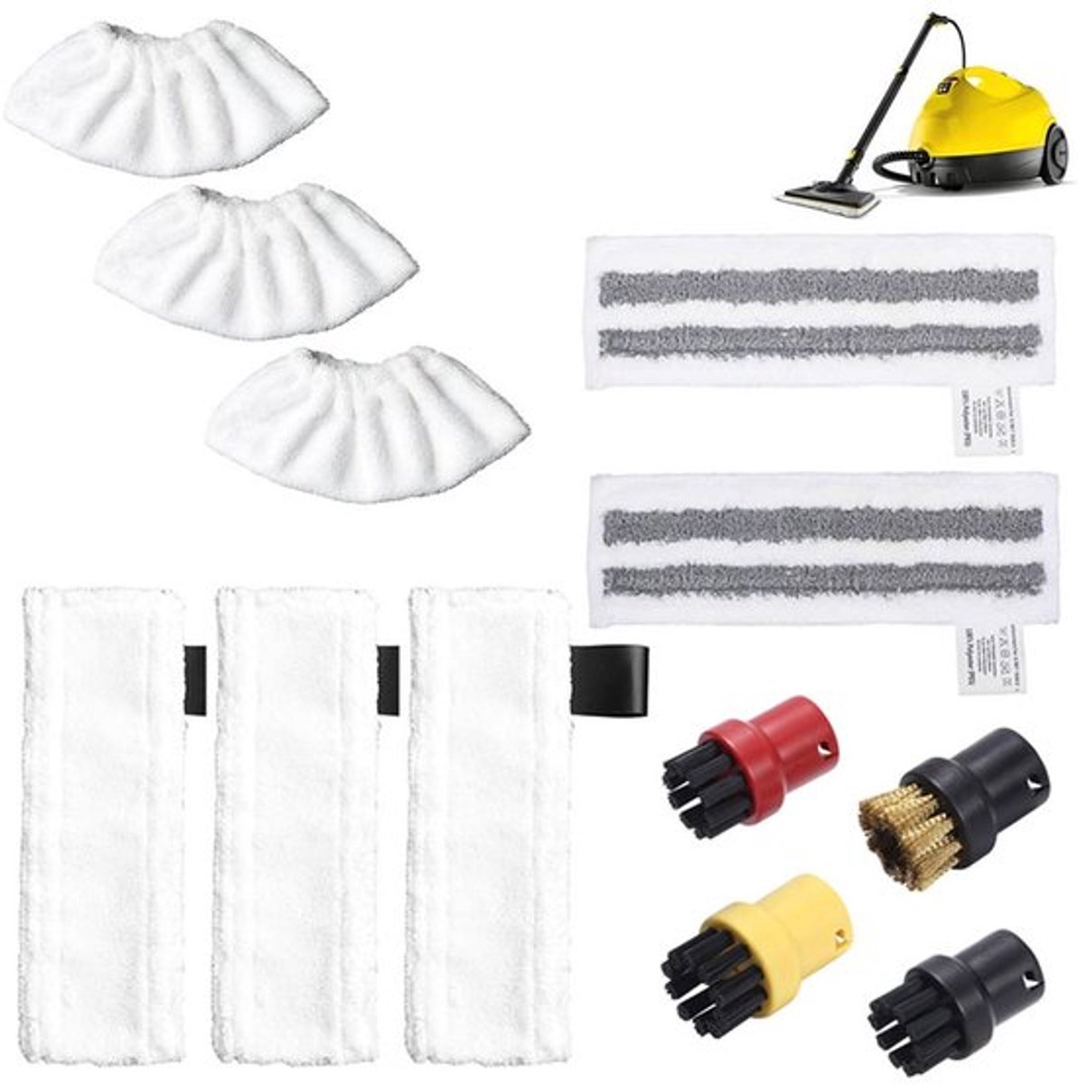 Accessoires Set Geschikt Voor Kärcher Easyfix SC2, SC3, SC4 & SC5 - Stoomreinigeraccessoires - 12-Delig - Vervangende Microvezeldoekjes - Mop Pad Dweil - Borstel voor Stoomreiniger - Stoomreiniger Vervanging Onderdelen - Krachtige Vlekverwijdering
