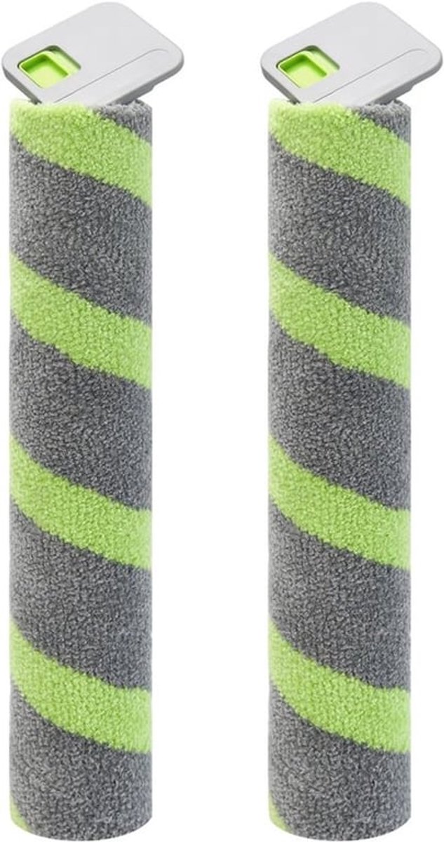 Set van 2 Luxe Reserve Borstelrollen - Geschikt voor iRobot Roomba Max 705 Combo+ & Max 700 Serie - 31cm - Zelfreinigende Roller Mop - Grijs/Groen
