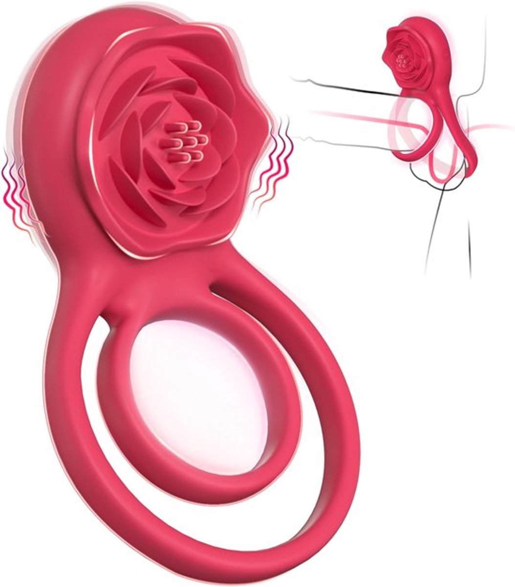 Vibrerende penisring met rozen clitorisstimulator, plezier penisringvibrator, seksspeeltjes voor mannen en vrouwen, 7 vibrerende mannelijke seksspeeltjes voor koppels