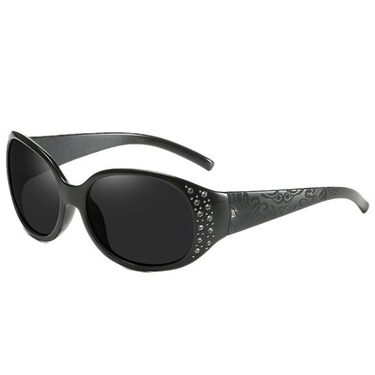 Dames gepolariseerde zonnebrillen, rhinestone wraparound zonnebrillen, met bescherming