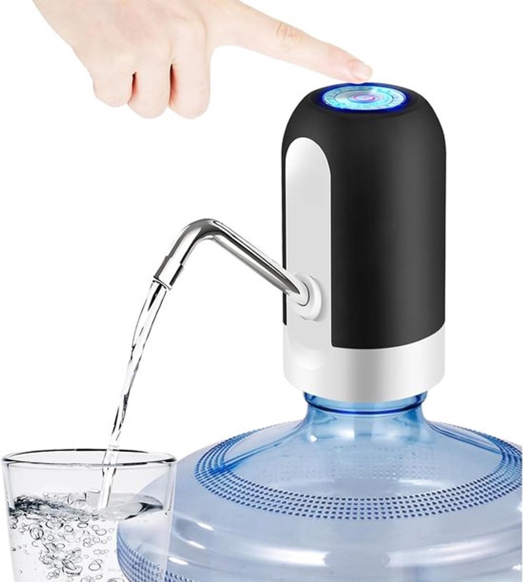 Drinkwaterpomp - Elektrische waterpomp - Zwart - Automatische watervuller - USB oplaadbaar - Waterflespomp - voor thuis, kantoor, kamperen, reizen - Draagbare waterpomp-Zwart