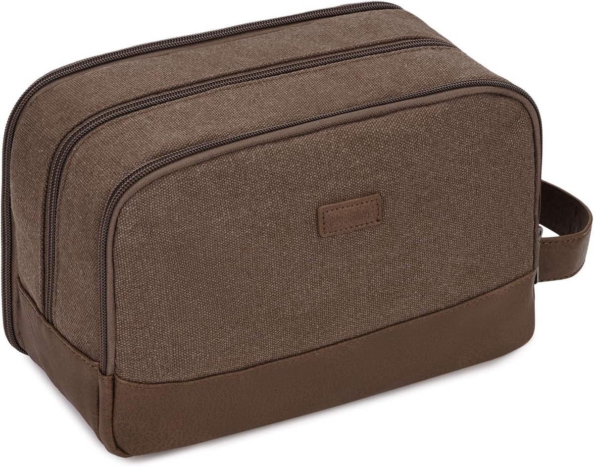 Thijox - Donkerbruine WANDF Toilettas voor Heren, Waterdichte en Scheurbestendige Canvas Toilettas, Op te Hangen, Draagbare Tas voor Reizen, Camping,