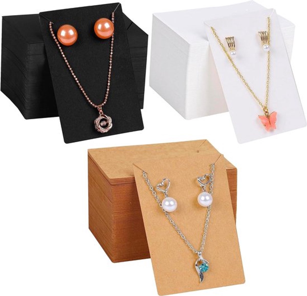 - Kartonnen standaard voor sieraden - Oorbellen Halskettingen - Blanco - Set van 360 - Papieren kaarten - Handwerk - Modeaccessoires - Wit - Geschikt voor Handgemaakte sieraden