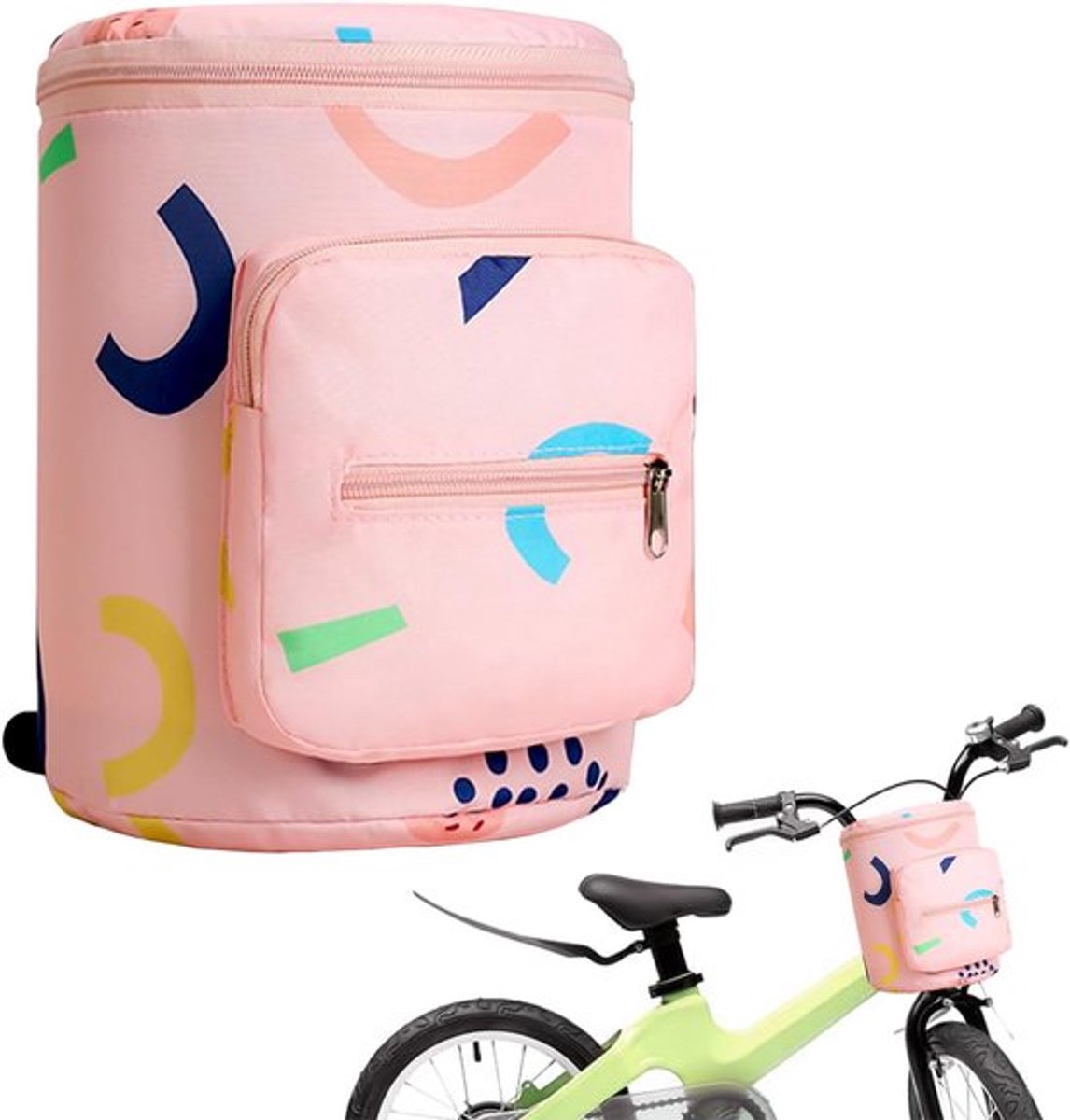 Kinderfiets stuurtas opvouwbaar - Roze aardbeien accessoires voor fietsmand loopfiets scooter