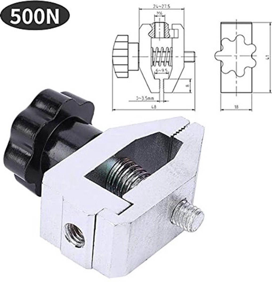 SJJ-01 Push-Pull Force Fixture, 500N Hoge laadcapaciteit RVS kaakklem Drukspanningsmeter Klem voor Tensile Force Tester, Snelle clip