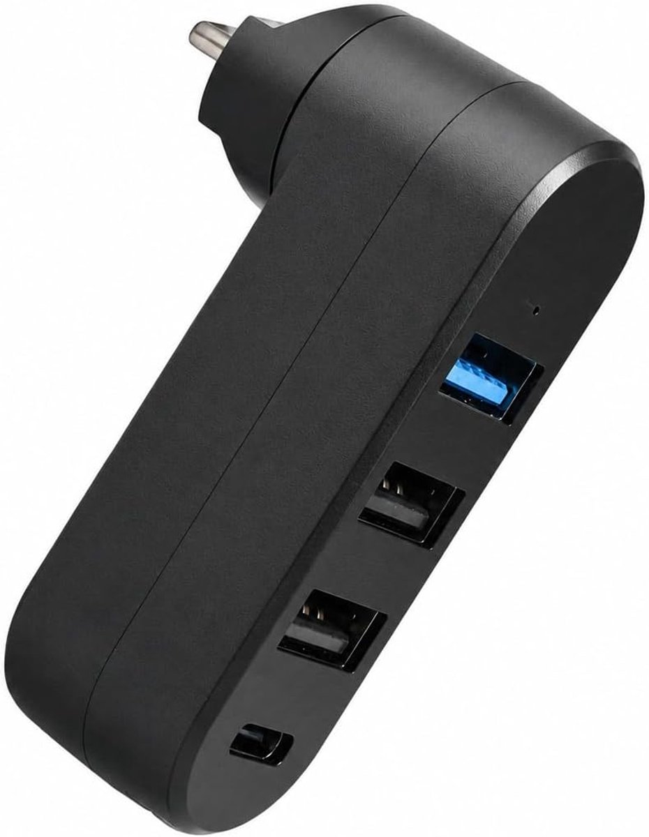 Thijox - 4-poorts USB 3.0 Hub met Draaibare Stekker (90°/180°), 3 USB 2.0 + 1 USB-C Poort, Mini USB Hub voor Laptop, PC, MacBook, Auto, Snelle Gegeven