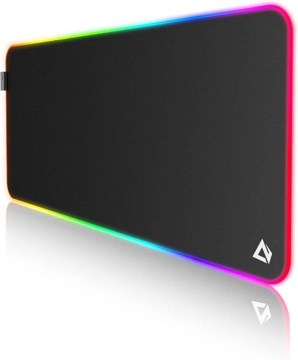 SnelShoppen - Gaming Muismat XXL 900x400mm met 7 RGB Led-Kleuren, 11 Verlichtingseffecten, Waterdicht Stofoppervlak en Antislip Ondergrond voor Gaming
