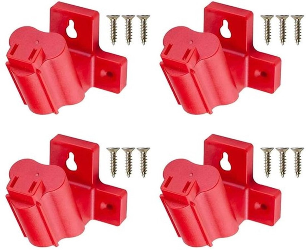 4-delige set schuine gereedschapsrekken, wandmontage, geschikt voor garages en thuiswerkplaatsen.