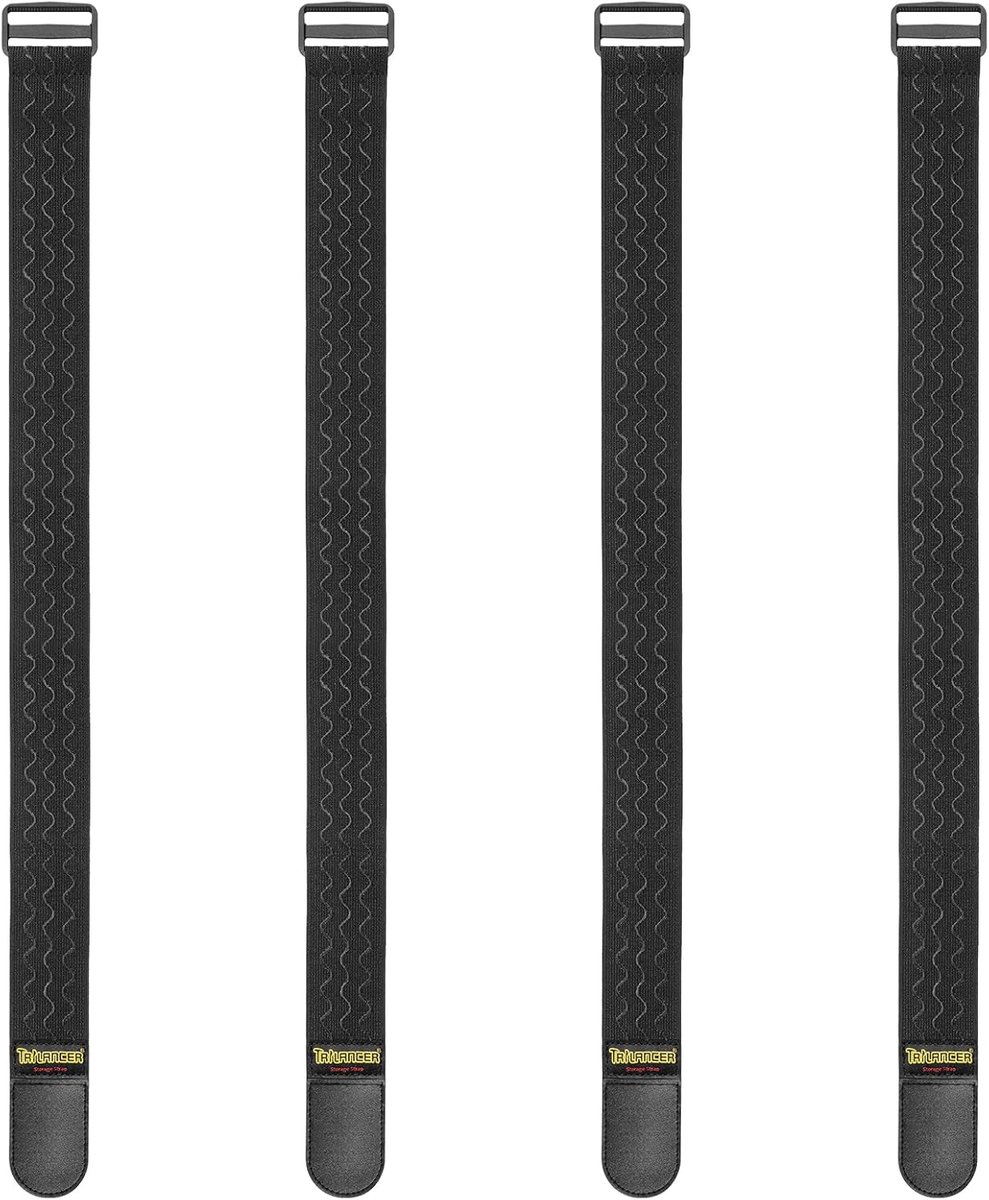 Thijox - Trilancer Elastische Riemen met Antislip Bandjes, 61 cm x 5 cm (4 Stuks) Multifunctionele Klittenband Bindriemen voor Slangen, Snoeren, Fiets