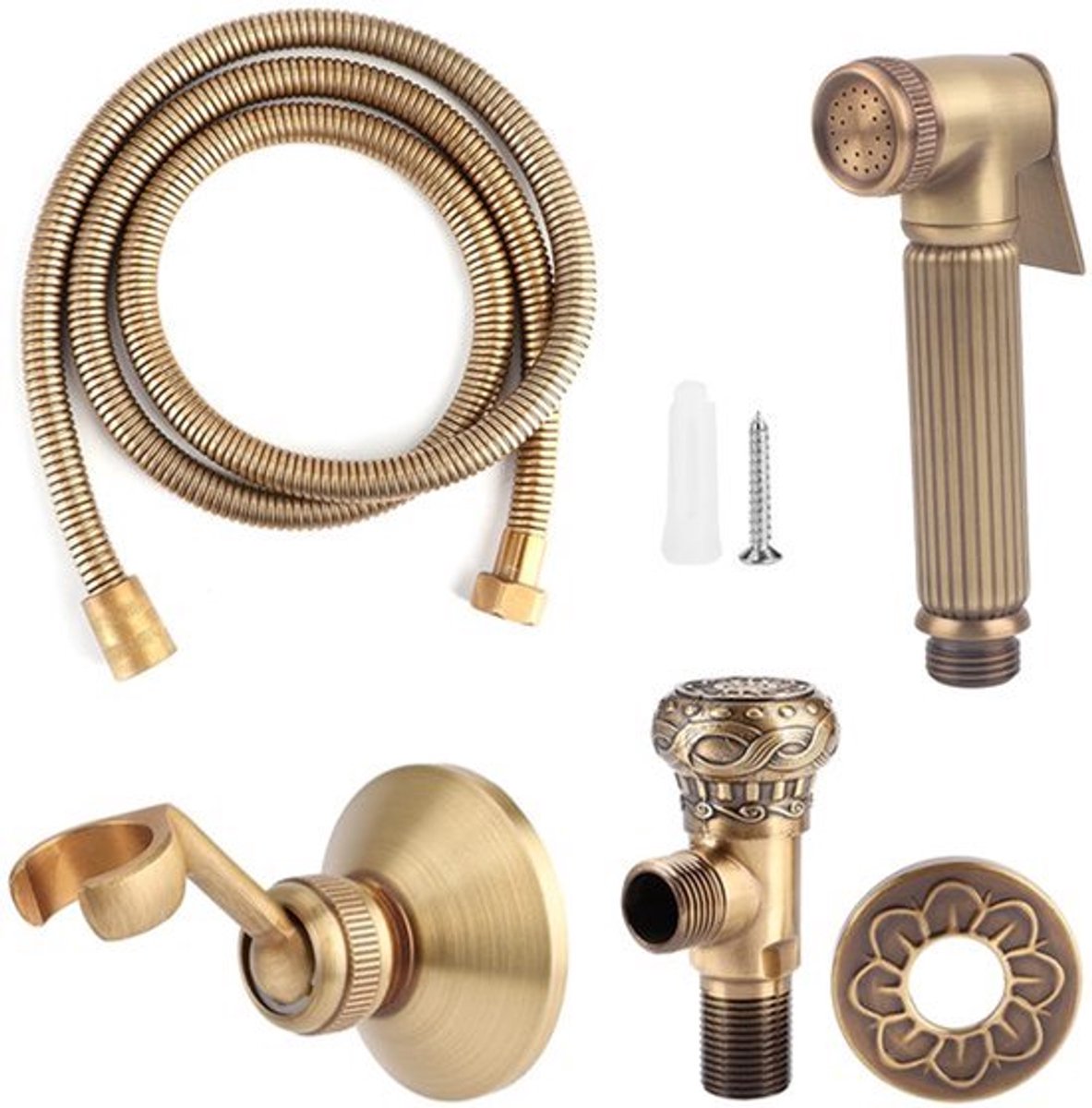 Handheld Bidet Sprayer - Vintage Messing - Inclusief Slang en Bevestiging