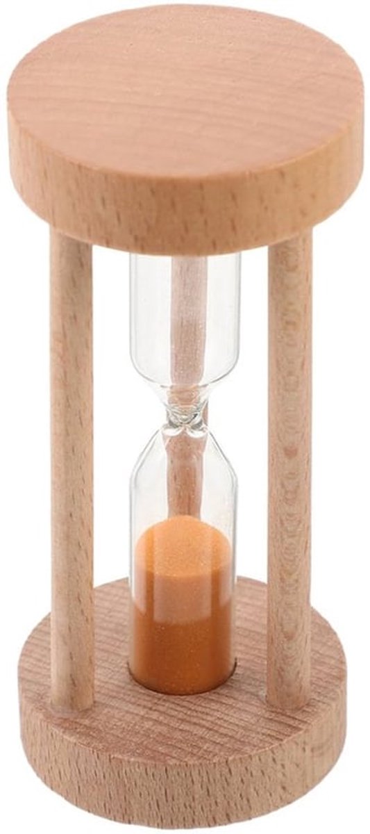 Supvox Pelmets 3 Minuten Kleine Houten Zandloper Feestdecoratie Kinderen Hoofdecoratie (Oranje Zand)