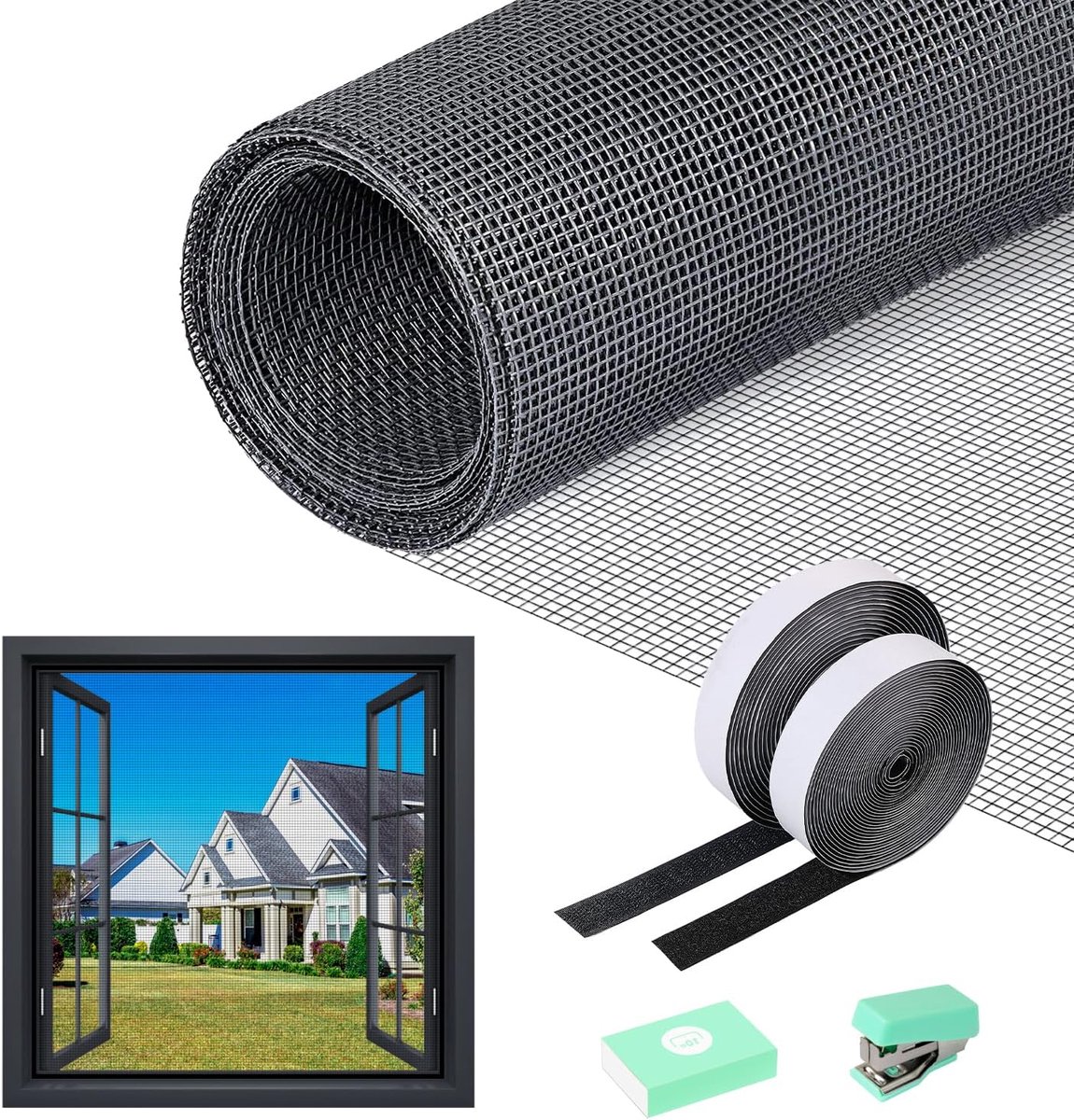 SnelShoppen - Fly Screen - Hor voor Deur - Insectenwerend - Makkelijk te Installeren - Ideaal voor Tuin, Camping, Keuken - Zwart - 1 Stuk