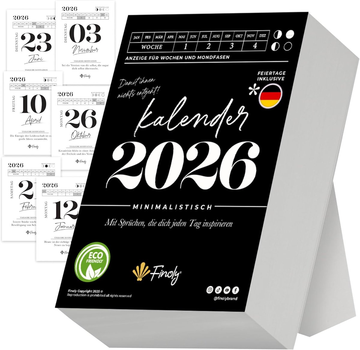 SnelShoppen - Mindfulness Kalender 2026 | Dagelijkse Inspiratie Desk Calendar | Tear-off Kalender 365 Dagen Motivatie | 13.5 x 9.5 cm | Duits