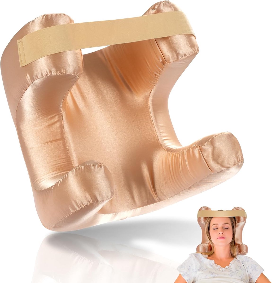 SnelShoppen - Impeccable Facial Pillow, Massage Kussen, Neksteun Kussen, Zachte Satijnen Hoofdkussen, Memory Foam, Anti-Mushes Kussen voor Optimale On