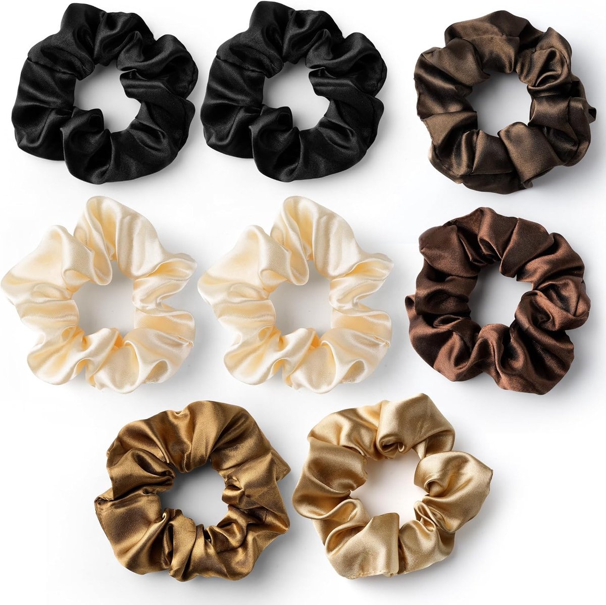 SnelShoppen - 8 Stuks Satijnen Scrunchies voor Vrouwen, Zachte Haarbanden zonder Haarbreuk, Grote Elastische Haarklemmen in 6 Kleuren voor Krullen en