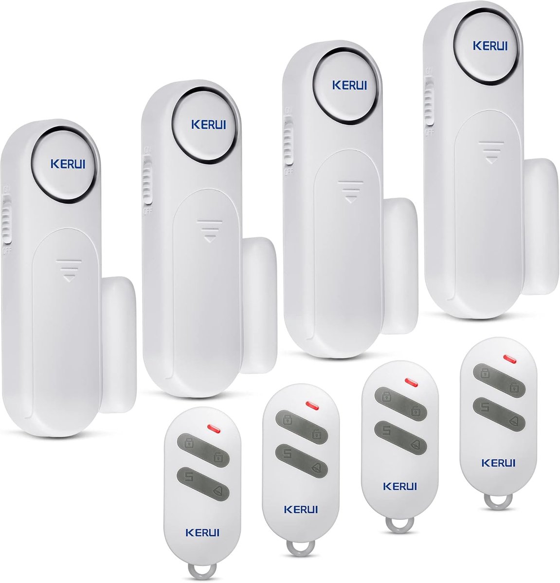 SnelShoppen - Window Alarm met 4 Afstandsbedieningen, Draadloos Beveiligingssysteem voor Deur en Raam, Magnetische Sensor, 120 dB Geluid, 3 Modi, Inbr