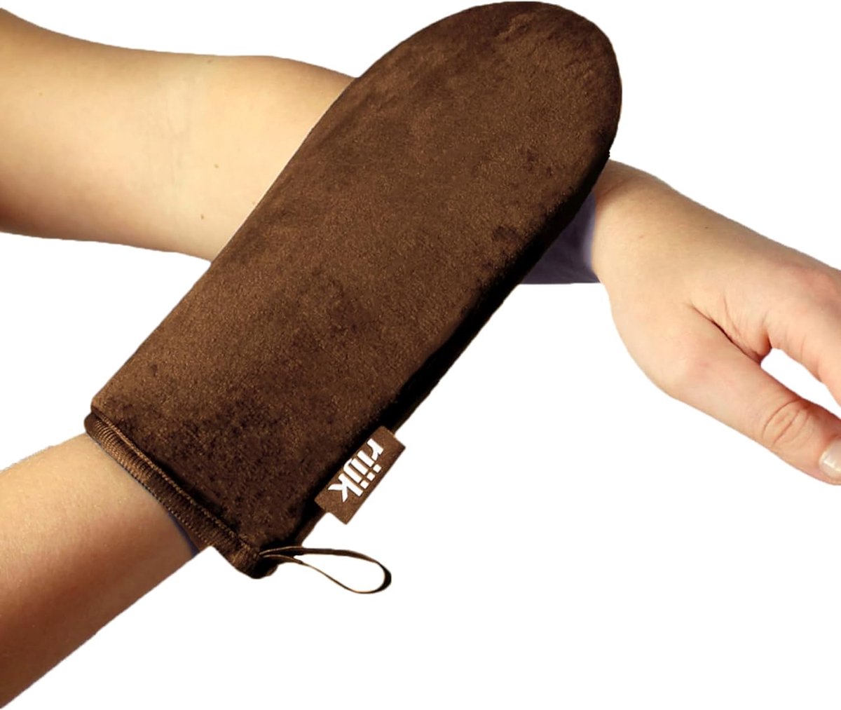 SnelShoppen - Tanning Glove voor Zelfbruiners en Peeling, Dubbelzijdig, Zacht en Herbruikbaar, Ideaal voor Lichaam en Gezicht, Bruin Fluweel, Geschikt