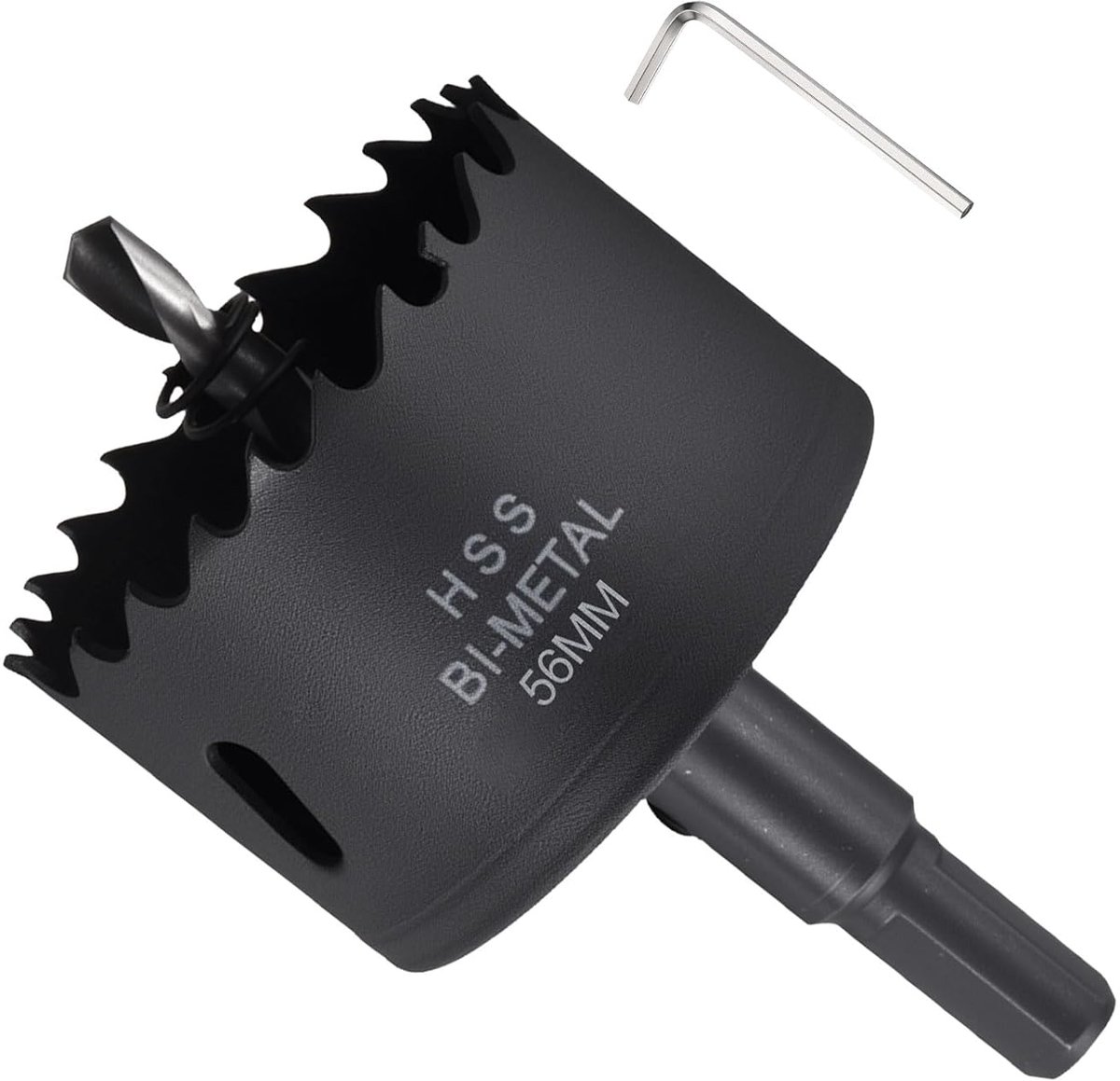 SnelShoppen - Bi-Metal Hole Saw Set 56 mm - High-Performance HSS Gatzaag met Centreringsboor, Hex Sleutel en Veer - Geschikt voor Metaal, Hout, PVC, A