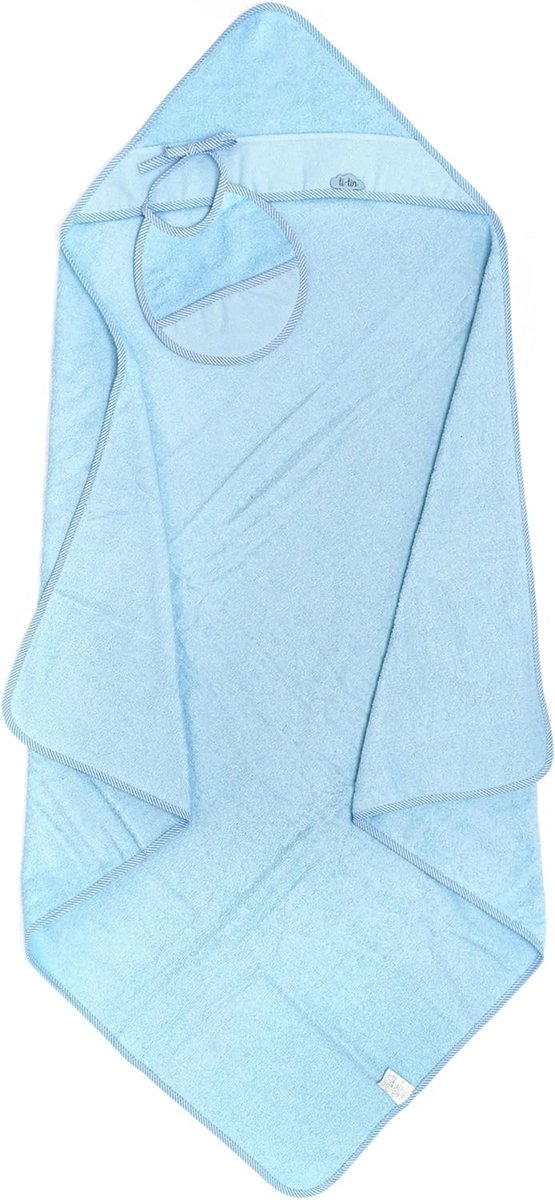SnelShoppen - Ti TIN Babybadhanddoek met Capuchon en Slabbetje - Hemelsblauw, Verstelbaar Beddengoed met Unieke Patronen voor Baby's, Uniseks, Perfect