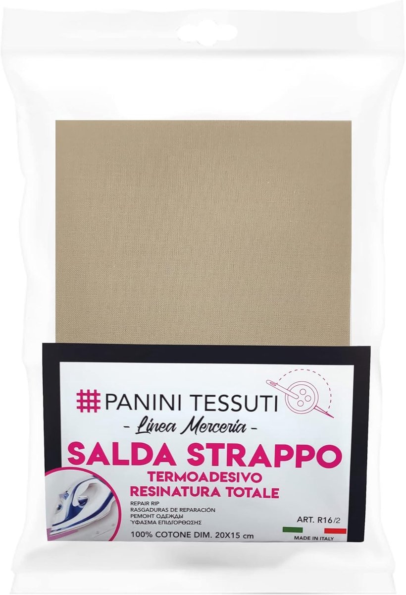 SnelShoppen - Panini Tessuti Soldering Iron voor Strijken - 100% Katoen met Volle Hars, 20x15 cm, Ideaal voor Patches en Korte Producten, Beige