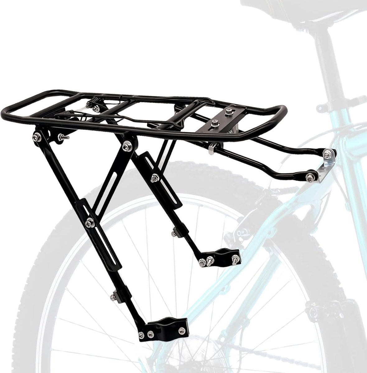 SnelShoppen - Achterdrager Fietsen Aluminium Zwart Universele Bagagedrager Tot 50 kg Verstelbaar Waterdicht Fietstas Drager voor Fietstocht Camping Re