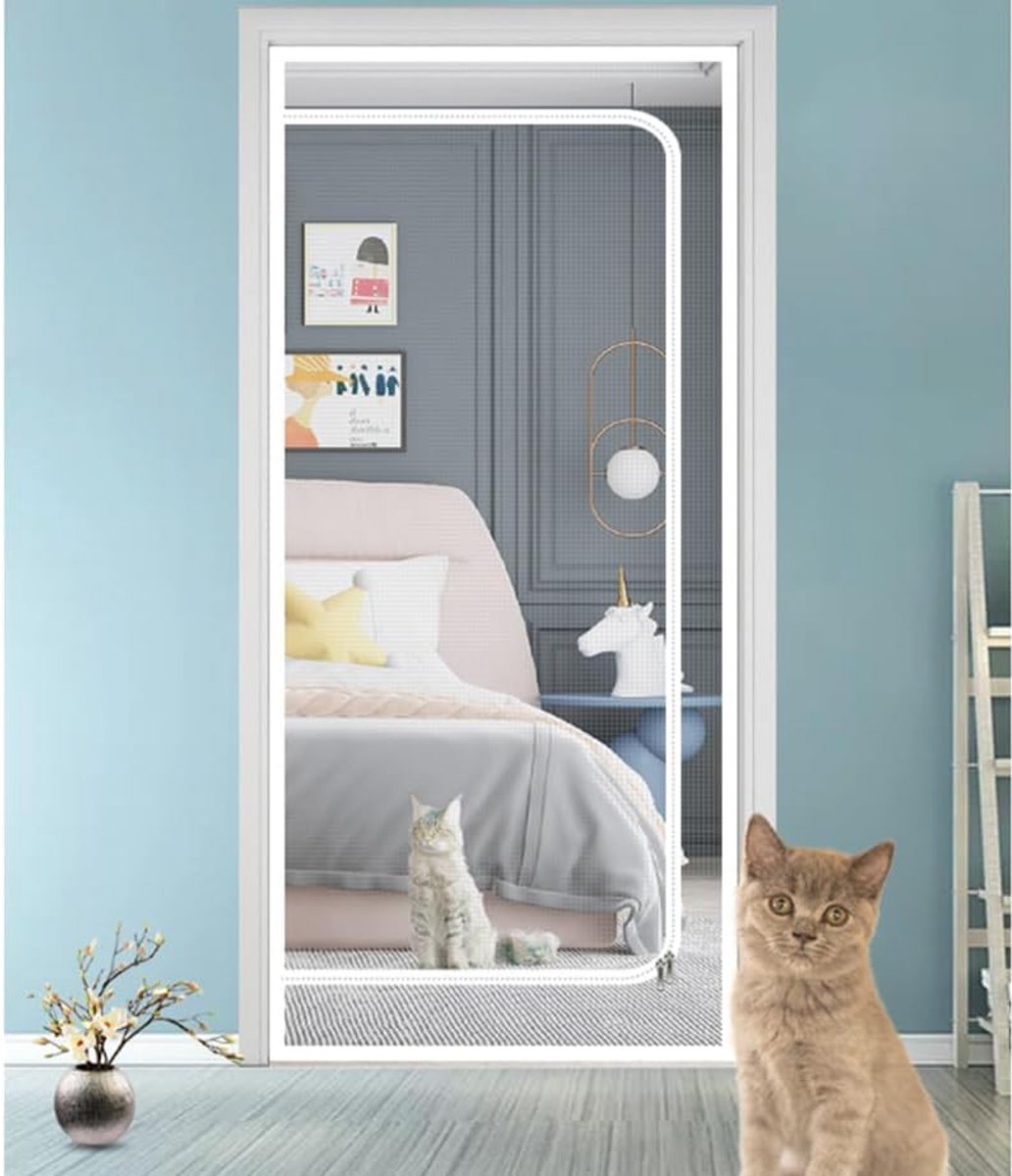 SnelShoppen - Cat Net voor Balkon met Rits, Dieren Schermdeur voor Katten en Honden, Bescherming tegen Weglopen, Duurzaam Polyester Gaas 90 x 210 cm (