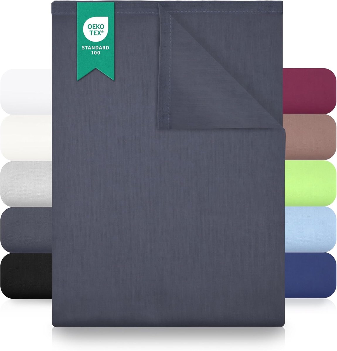 SnelShoppen - Flat sheet 100% katoen 150x250 cm - Klassiek zonder elastiek, huidvriendelijk, eenvoudig te wassen, anthraciet grijs - Ideaal voor bed,