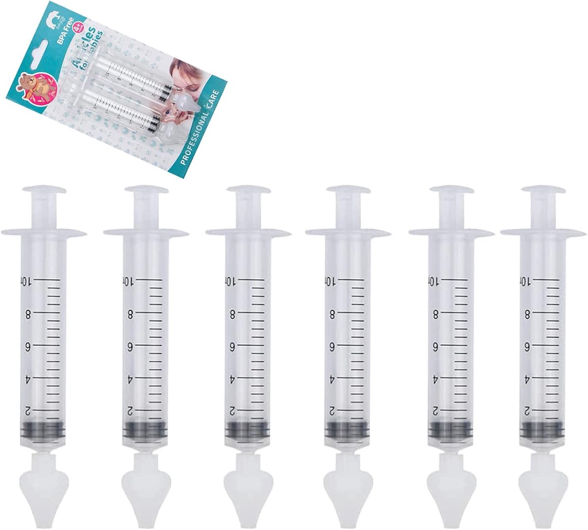 SnelShoppen - 6x Neus Aspirator Baby 10ML, Professionele Neusreiniger voor Baby's, Herbruikbaar, Silicone Zuigtip, Veilig en Handig voor Kinderen