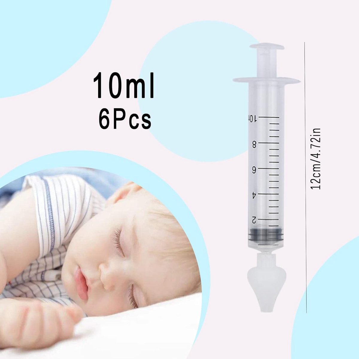 SnelShoppen - 6 Stuks Neus Aspirator Baby 10ML, Professionele Neusreiniger voor Kinderen, Herbruikbaar en Draagbaar met Siliconen Neuszuigpunt, Ideaal — cadeau in Cadeau-ideeën - foto 2