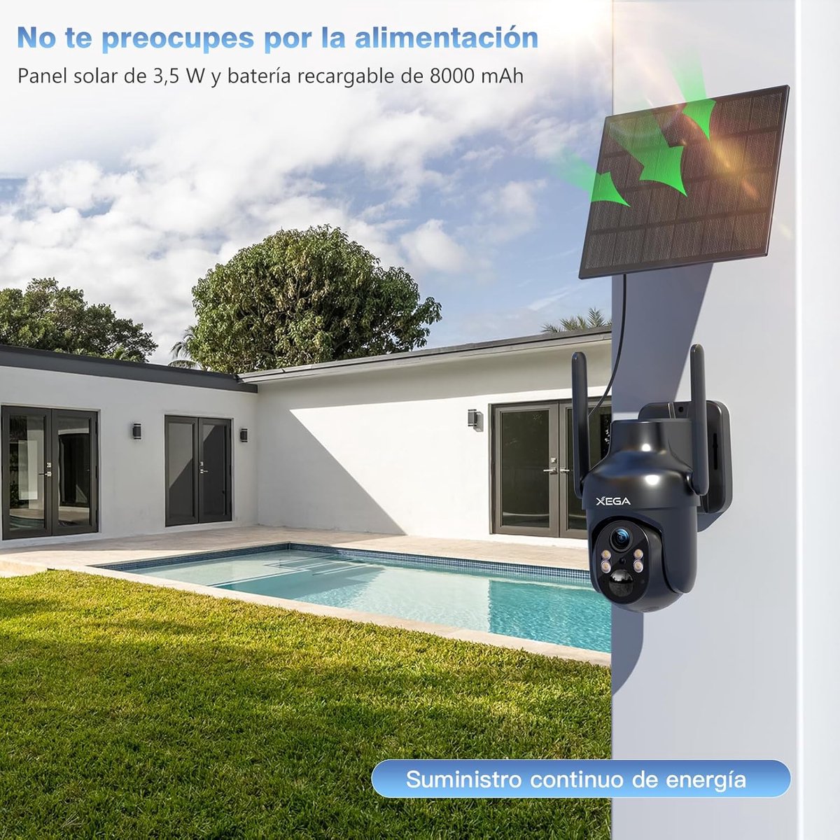 SnelShoppen - Set van 2 Outdoor Solar WiFi Camera's met 5200mAh Batterij - Draadloze Beveiligingscamera's voor Tuin, Camping en Buiten - 3.5W Zonnepan