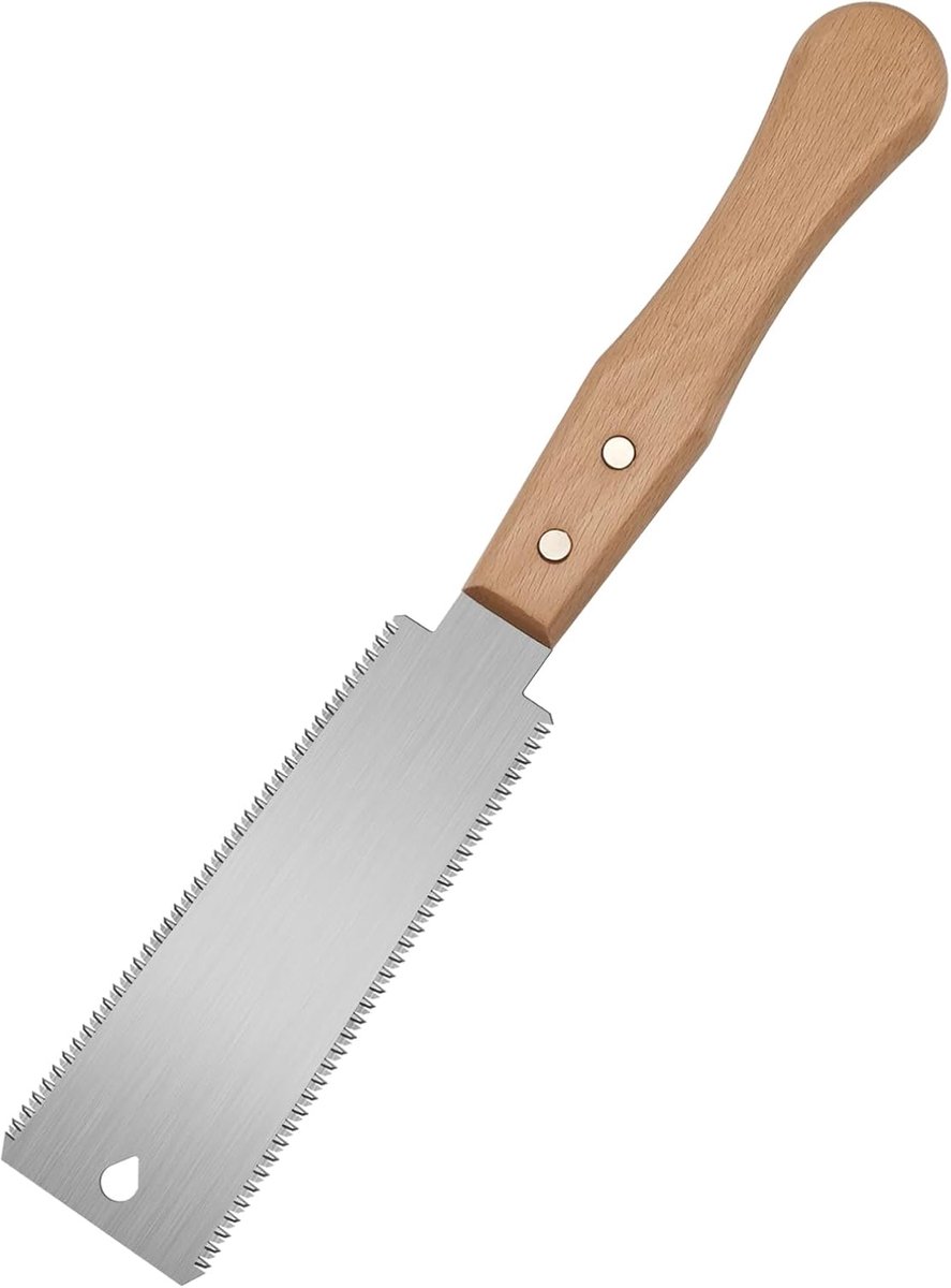 SnelShoppen - Dubbelzijdige Houtsnijzaag met Fijne Tanden, Japanse Trekzaag 15 cm, Handzaag voor Hardhout en Zacht Hout (15/17TPI)
