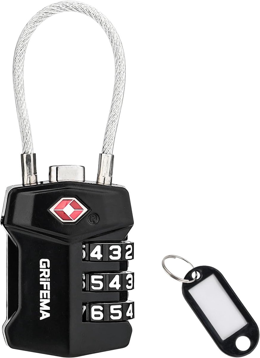 SnelShoppen - TSA-goedgekeurd 3-cijferig flexibel kabelslot voor koffers, tassen en reisbagage - Veilig en betrouwbaar - 1 stuk - Reisaccessoire - Rei
