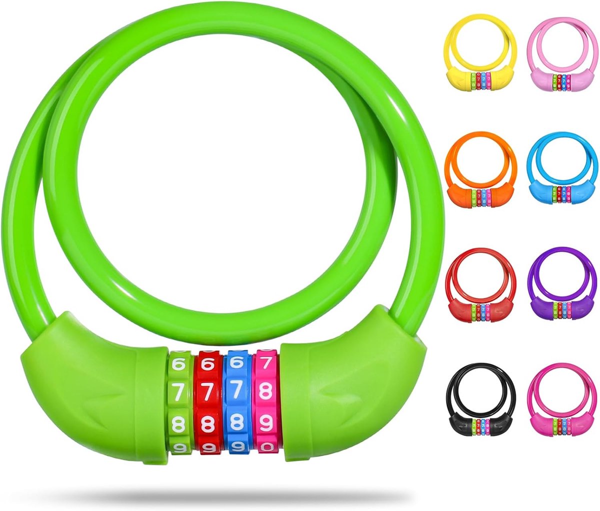 SnelShoppen - Fietsslot met Cijfers voor Kinderen - 10 x 650 MM Anti-Diefstal Kabelslot - Codecombinatie Fiets Cijferslot voor Meisjes en Jongens - Gr