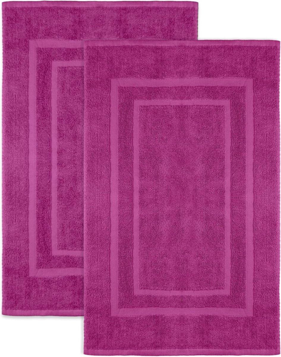 SnelShoppen - Set van 2 Badstof Badmatten 50x80cm - 100% Katoen - Aangename Zachtheid - Pink Rose - Badkameraccessoires - Luxe Comfort