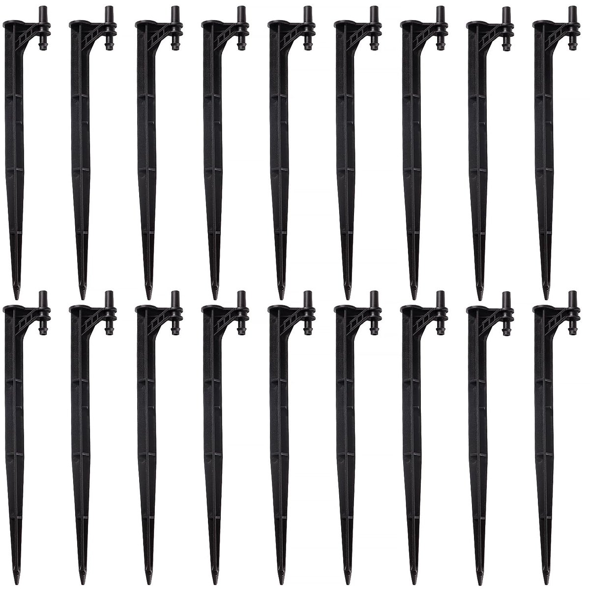 SnelShoppen - 18 Stuks Irrigatie Druppel Ondersteuning Staken 18.5cm - Tuin Irrigatie Nozzles Grond - Plastic, Zwart - Geschikt voor Moestuinen, Plant