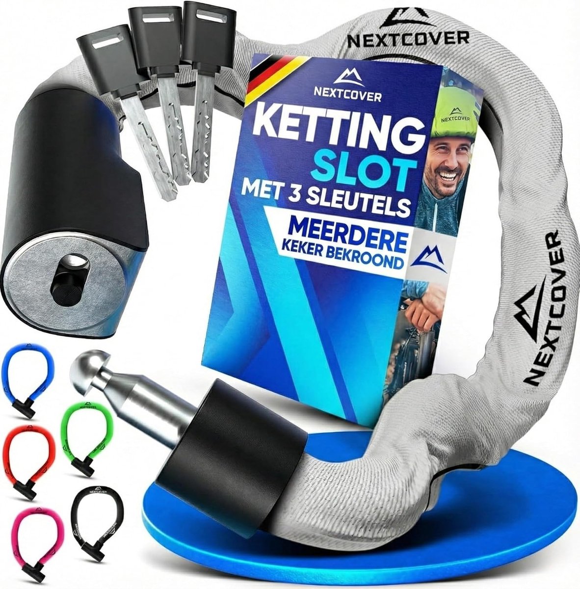 SnelShoppen - Kettingslot Fiets met Sleutel - Heavy Duty Anti-diefstal Slot van Gehard Staal - Weerbestendig en Geschikt voor E-Bike, Scooter & Motor