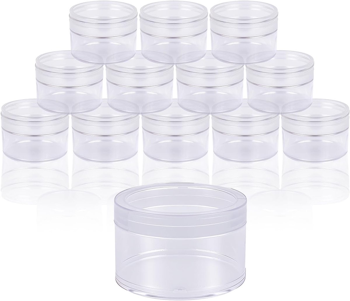 SnelShoppen - 12 Stuks Kunststof Potten 10 ml - Transparante Cosmetische Containers met Schroefdop - Ideaal voor Reizen, Opslag, Nail Art en Crème