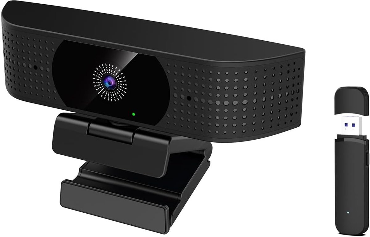 SnelShoppen - 1080p Draadloze Webcam voor PC met Ruisonderdrukkende Microfoon, 92° Kijkhoek, 360° Rotatie, Plug and Play voor Videoconferenties, Zoom,