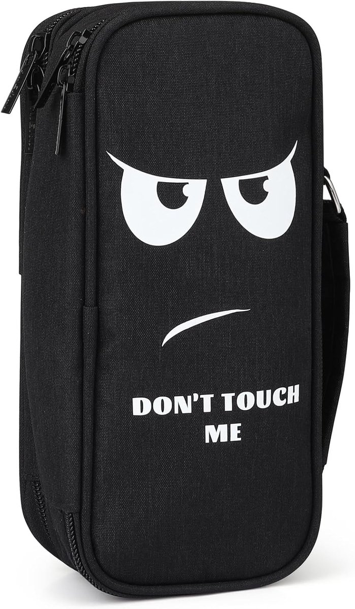 SnelShoppen - Pennenetui grote capaciteit met organizer, 5 vakken, etui voor school en kantoor, bureau-organizer voor jongens en meisjes, Don't Touch