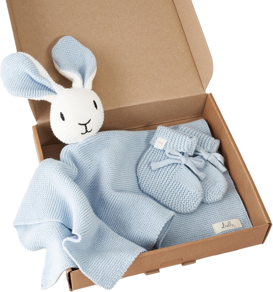 SnelShoppen - Livella Baby Troostdoek Konijn met Sokken - Biologisch Katoen - Premium Babydeken, Troostknuffel - Superzacht, Ademend, Gecertificeerd O