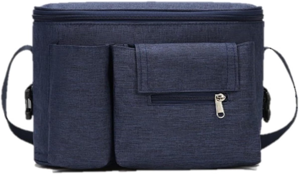 SnelShoppen - Kinderwagen Organizer Blauw - Universele Buggy Organizer met Schouderriem - Opbergtas voor Babyspullen - Handige Tassen voor Ouders - Id