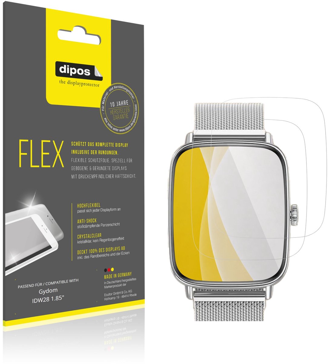 dipos – 2x Beschermfolie geschikt voor Gydom IDW28 1.85" | 3D Full Cover Screenprotector | 100% Passend