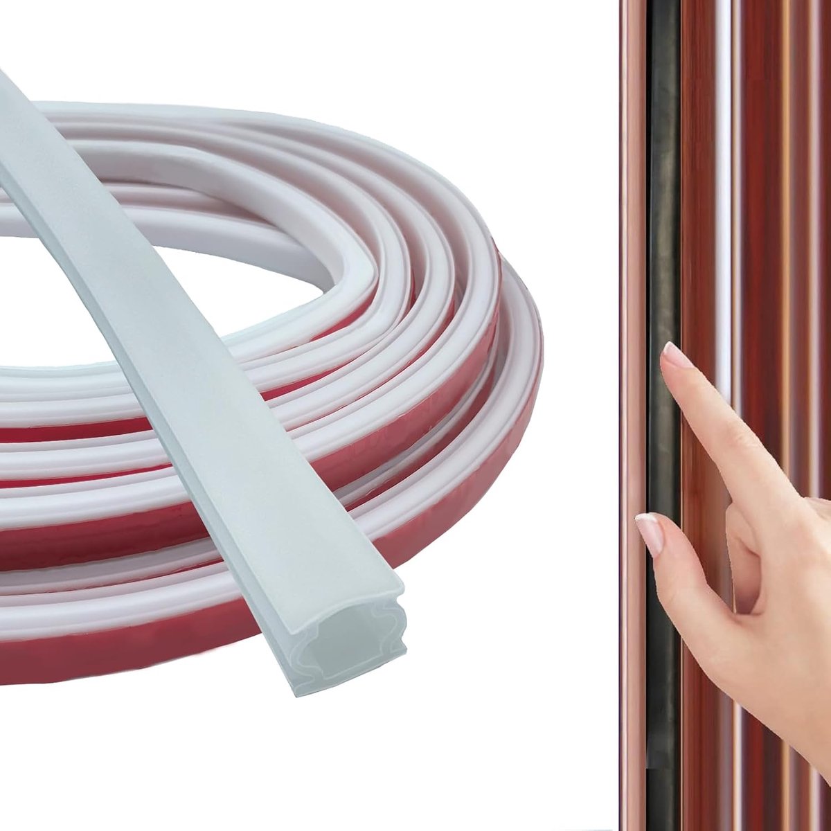 SnelShoppen - Deurafdichting Zelfklevend Tape 12 mm x 8 mm - Flexibele Waterdichte Afdichtingsstrip van TPE-Rubber - Wit - Ideaal voor Binnen en Buite