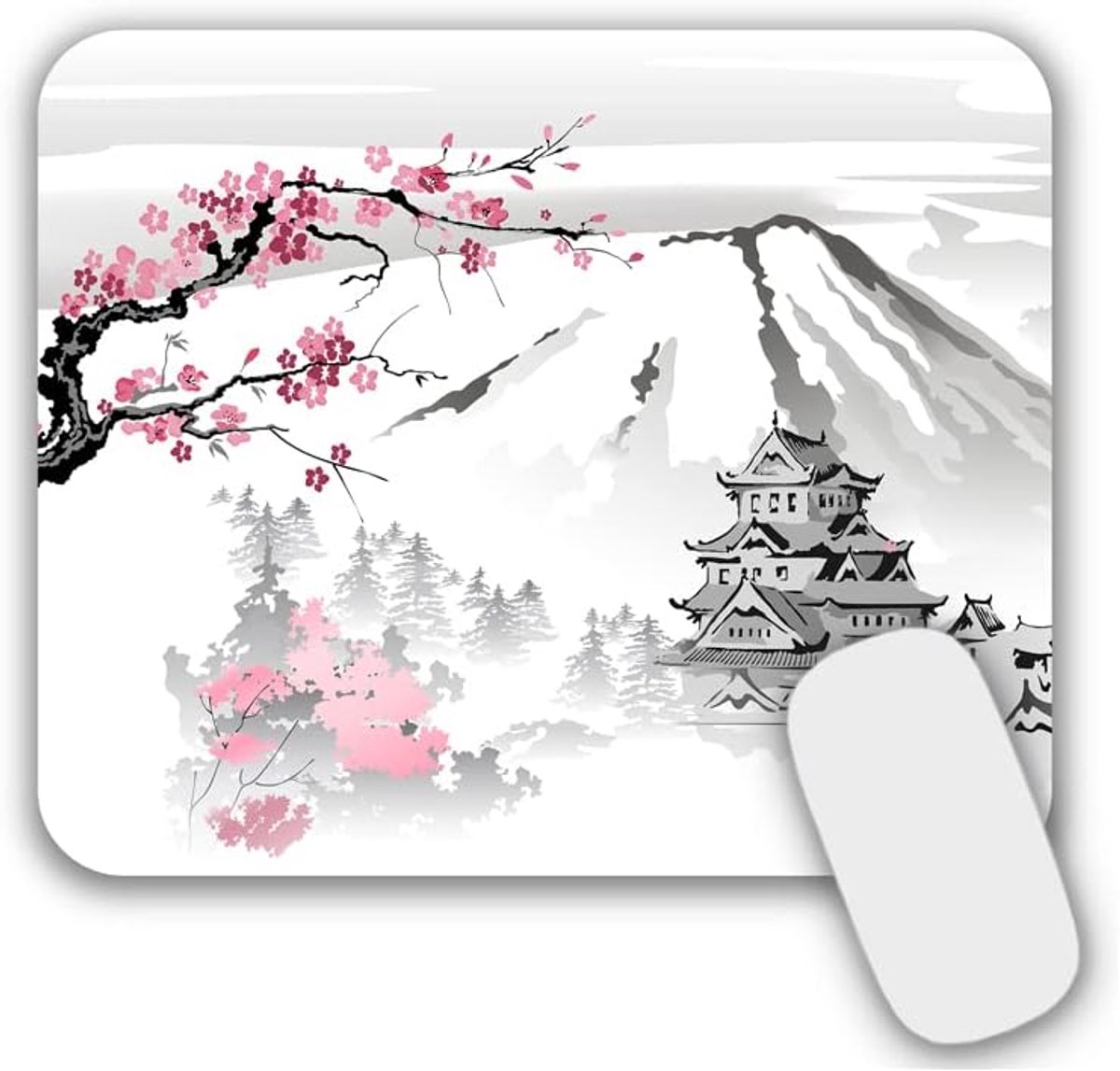 SnelShoppen - Muismat Japan Motief Office Mousepad Klein Design 240 x 200 mm - Premium Kwaliteit, Antislip, Perfect voor Thuis en Kantoor
