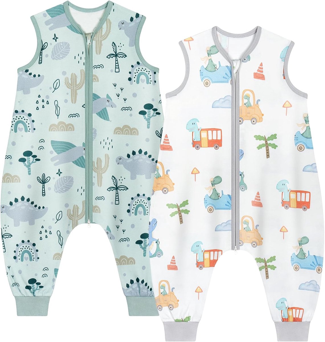 SnelShoppen - Babyslaapzak Zomer 0,5 TOG, Set van 2 Stuks, 100% Katoen, Met Voetjes, Ideaal voor Kinderen, Zomerslaapzak voor Jongens en Meisjes