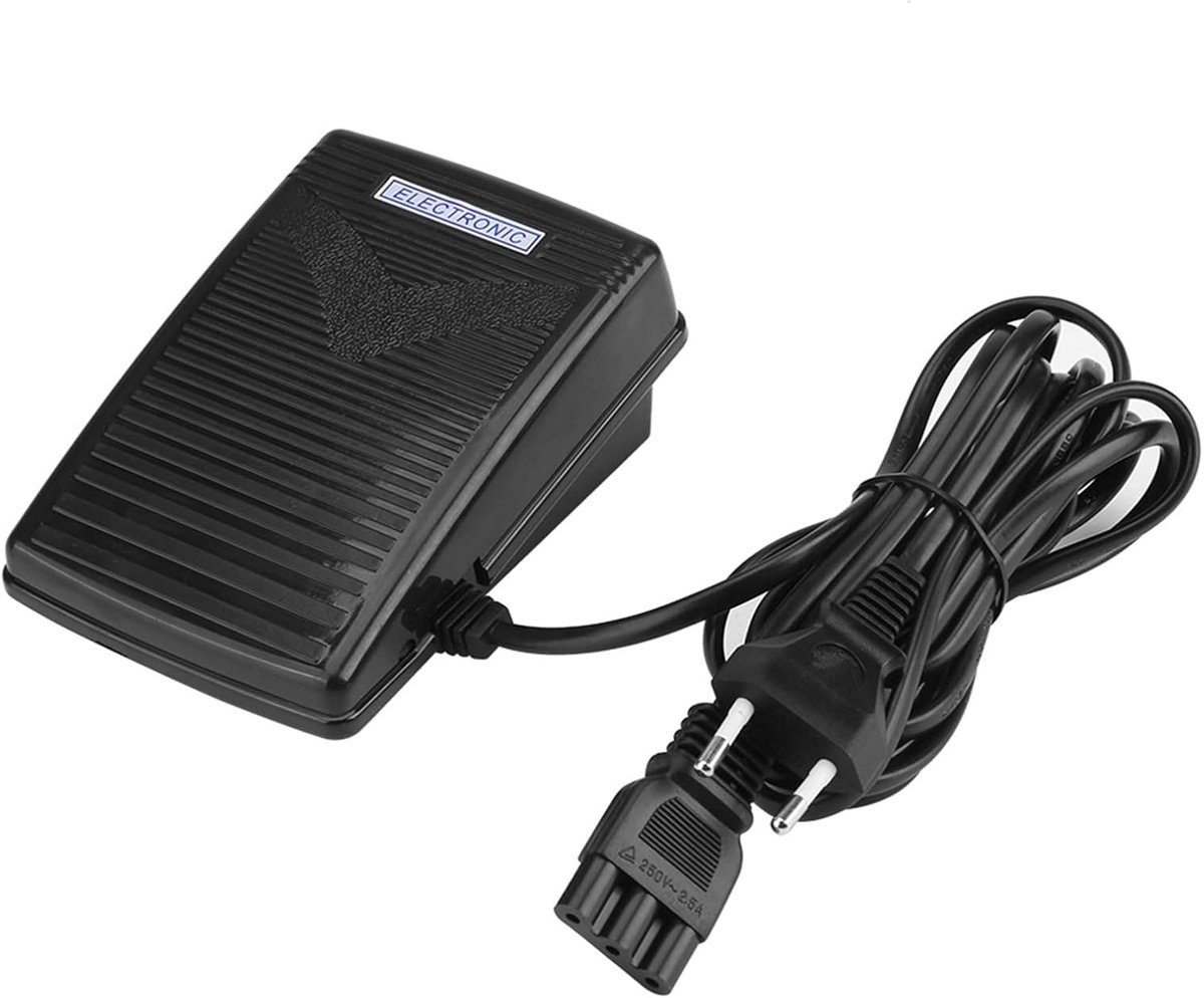 SnelShoppen - Heavy Duty Voetpedaal Elektronisch met 3-polige Netsnoer, 200-240 V, Kunststof, 13,5 x 9 cm, 170 cm Snoer voor Diverse Toepassingen