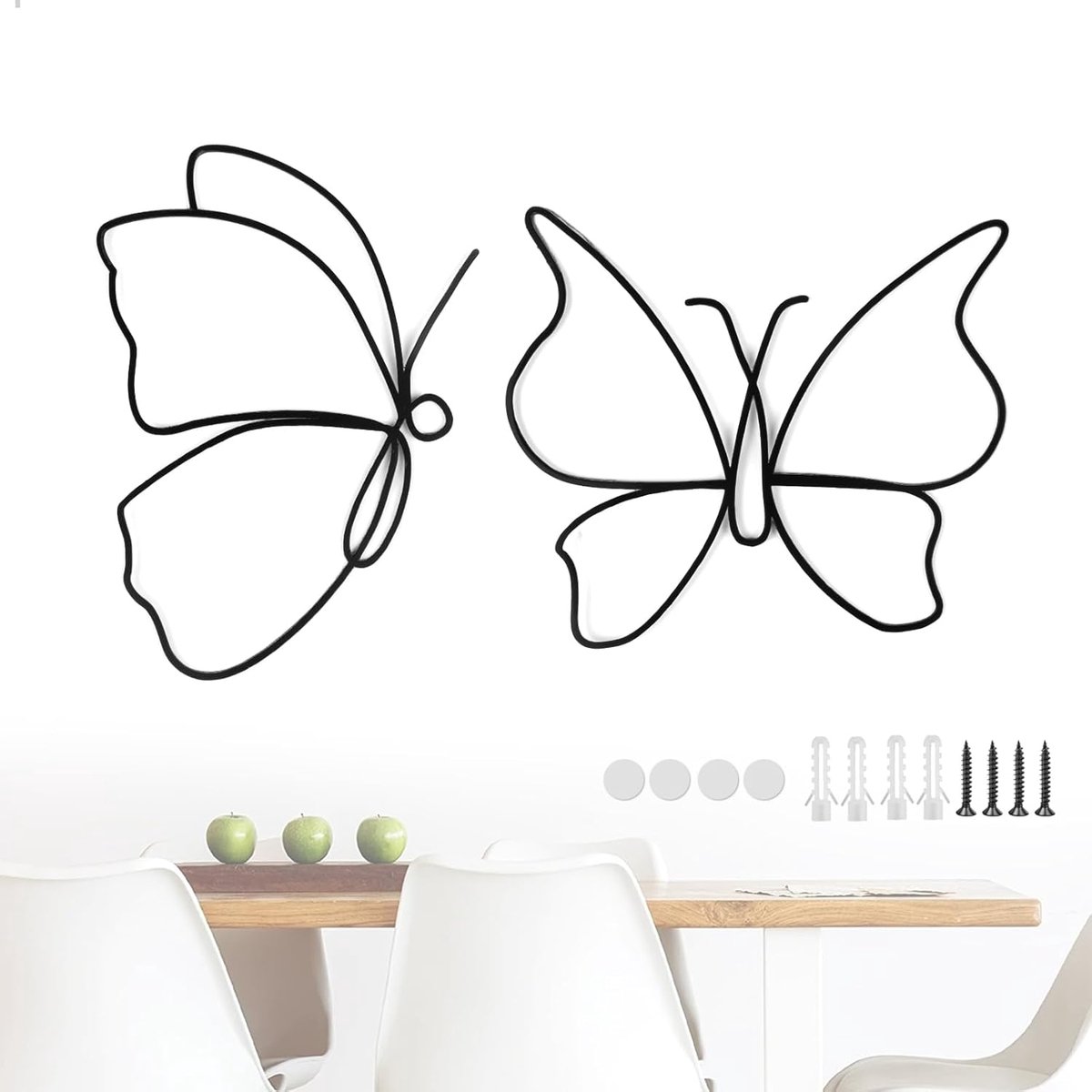 SnelShoppen - Vlinder Raamdecoratie Set van 2 - Metalen Wanddecoratie voor Woonkamer - Elegant en Tijdloos Design - Minimalistische Interieurdecoratie