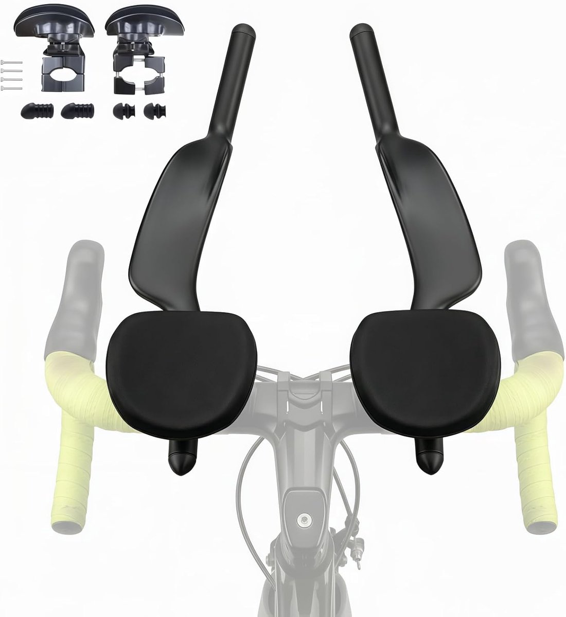 SnelShoppen - TT Fietsstuur Aero Bars Extension Voor Racefiets, Carbon Fiber Fiets Armsteun Bar Clip On Aero-Bars, Lichte Constructie, Ideaal Voor Tri
