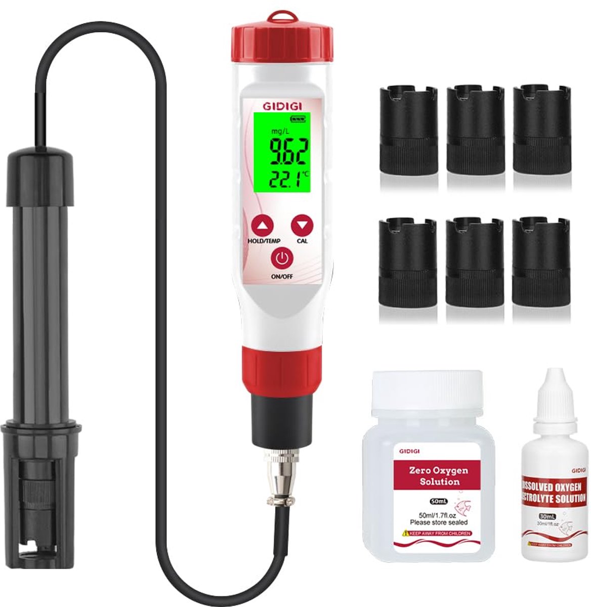 SnelShoppen - Zuurstofmeter Testkit voor Vijver en Aquarium - DO-Meter met Verwisselbare Membraankop - Meet Zuurstof tot 40 mg/l - Ideaal voor Afvalwa
